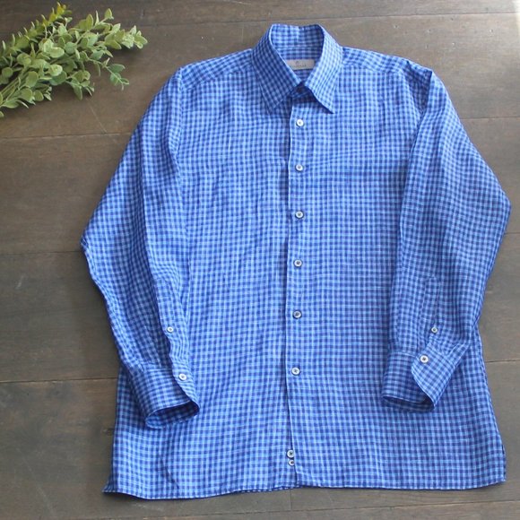 Canali Other - CANALI Blue Checked Dress Shirt